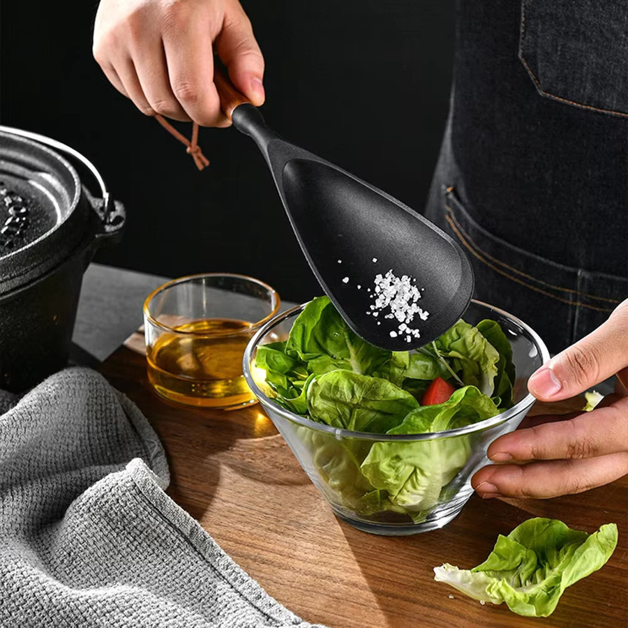 7-teiliges Küchenutensilien-Set aus lebensmittelechtem Silikon in Schwarz mit Spachtel, Löffel und Ölpinsel - Bild 2