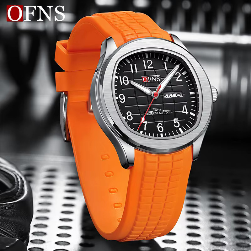 OFNS Armbanduhr Quarz, Datum, Edelstahl, Silikon, Schwarz, Herren - Bild 2