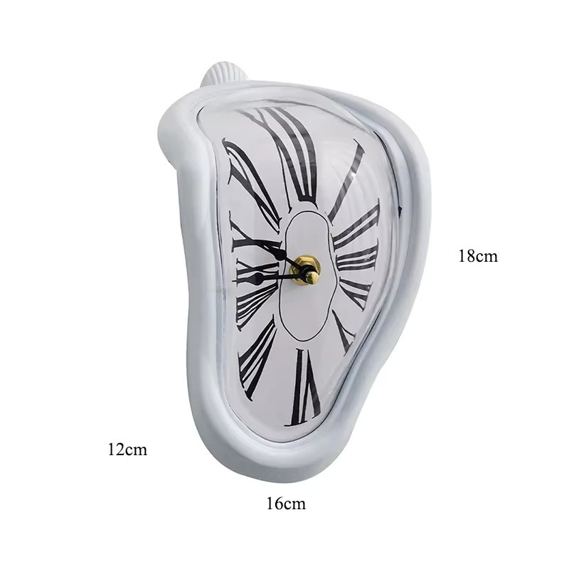 WOKLOK Surreale Schmelzende Wanduhr im Salvador-Dali-Stil, Geräuschlose Analoge Dekorative Uhr in Silber - Bild 4