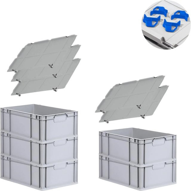 PROREGAL Spar Set Eurobox Nextgen Economy mit Auflagedeckel und Schiebeschnappverschlüssen, Blau, H x B x T: 22 x 40 x 60 cm, 44 Liter, 5 Stück - Bild 1