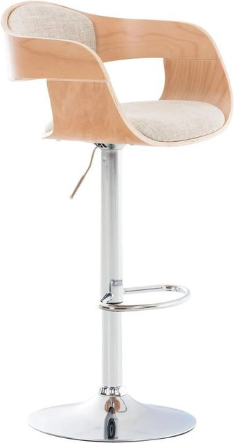 DELUKE Barhocker NADAN in Natura/creme, höhenverstellbarer Barstuhl mit Lehne und 360 Grad Drehsitz, B/T/H: 50 x 48 x 88 cm - Bild 1