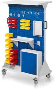 Kappes RasterMobil Rollbarer Werkstattwagen Größe 4 in RAL 7035 Grau mit 2 Lochplatten und 6 Schlitzplatten, Ausstattung 3, B/T/H: 100 x 50 x 37 cm, Höhe: 162 cm - Bild 1