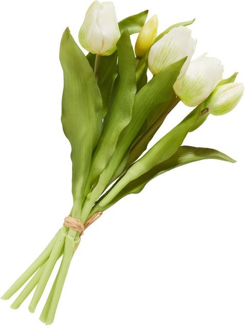 Künstlicher Tulpen-Bund in Cream mit 3 Blüten und 2 Knospen - Bild 1