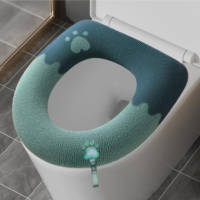 Yiran Furniture WC Sitzbezug aus Baumwolle, weich und waschbar, grün, oval mit Tier-Motiv - Bild 1