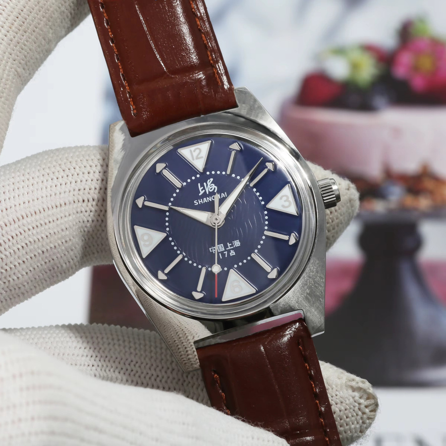HEIMDALLR Analoguhr, Handaufzug, Edelstahl, Blau, Leder, 36 mm, Herren - Bild 2