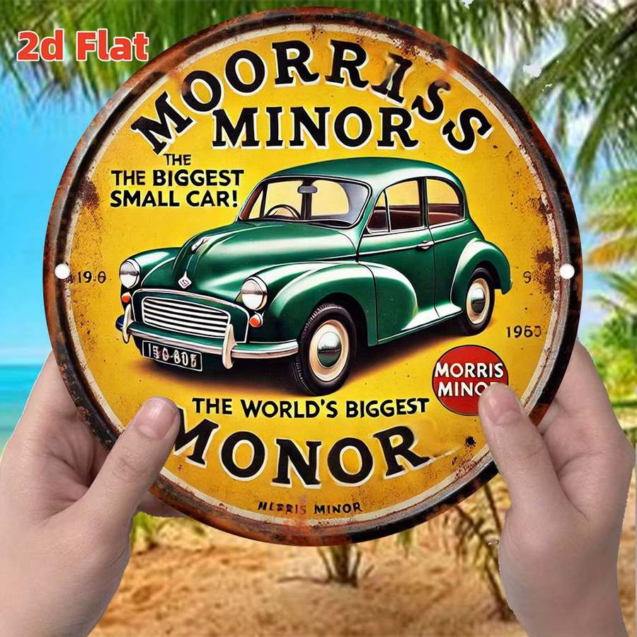 Potdemiel Vintage Morris Minor Car Metallblechschild, Retro Aluminium Wandkunst, Mehrfarbig, B/H: 20,3 x 20,3 cm - Bild 3
