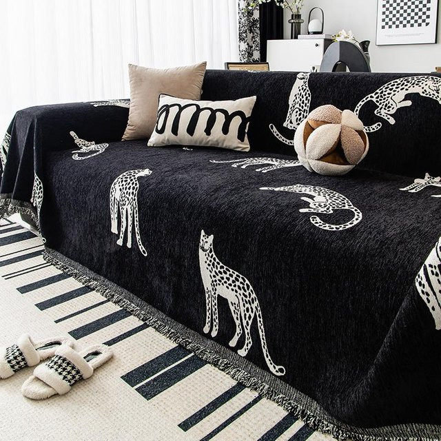 Super Six Chenille Sofabezug Universalset, rutschfest und waschbar, grau, B/B: 180 x 130 cm - Bild 1