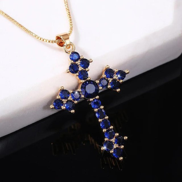 Lucky Star Jewelry Halskette, Messing, Zirkonia, blau, Damen - Bild 1