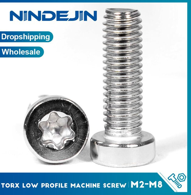 NINDEJIN Torx Flachkopf-Gewindeschrauben aus 304 Edelstahl in Silber, A2-70 - Bild 1