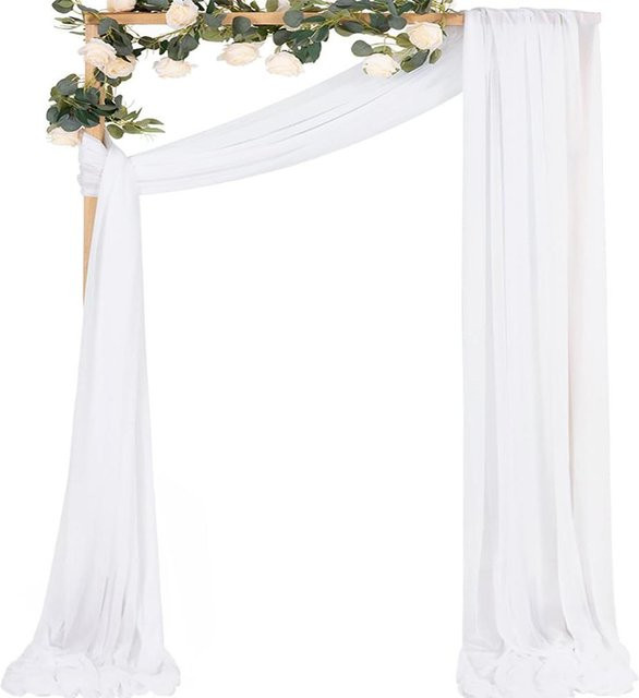 Seahorse Home Chiffon Stoffvorhang für Hochzeitsbögen und Dekorationen, transparent, weiß, Breite: 75 cm, Länge: 800 cm - Bild 1
