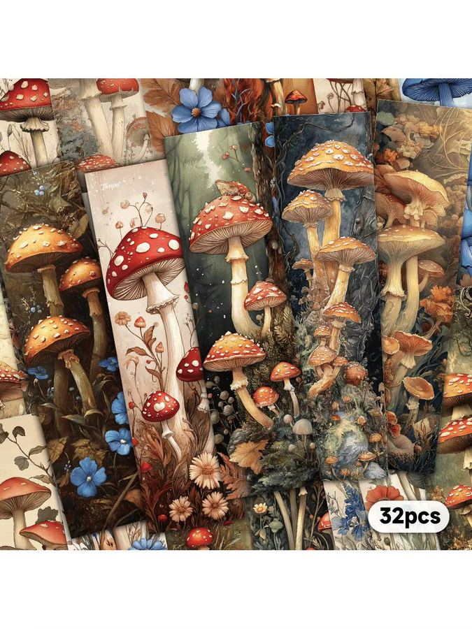 32 Stück Lesezeichen im Waldstil mit Pilzmotiv in Multicolor aus Papier - Bild 6