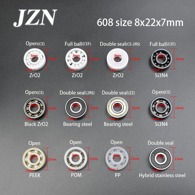 JZN Roller-Rillenkugellager 608ZZ aus Keramik und Stahl für 3D-Drucker, B/D/H: 22 x 8 x 7 mm - Bild 1