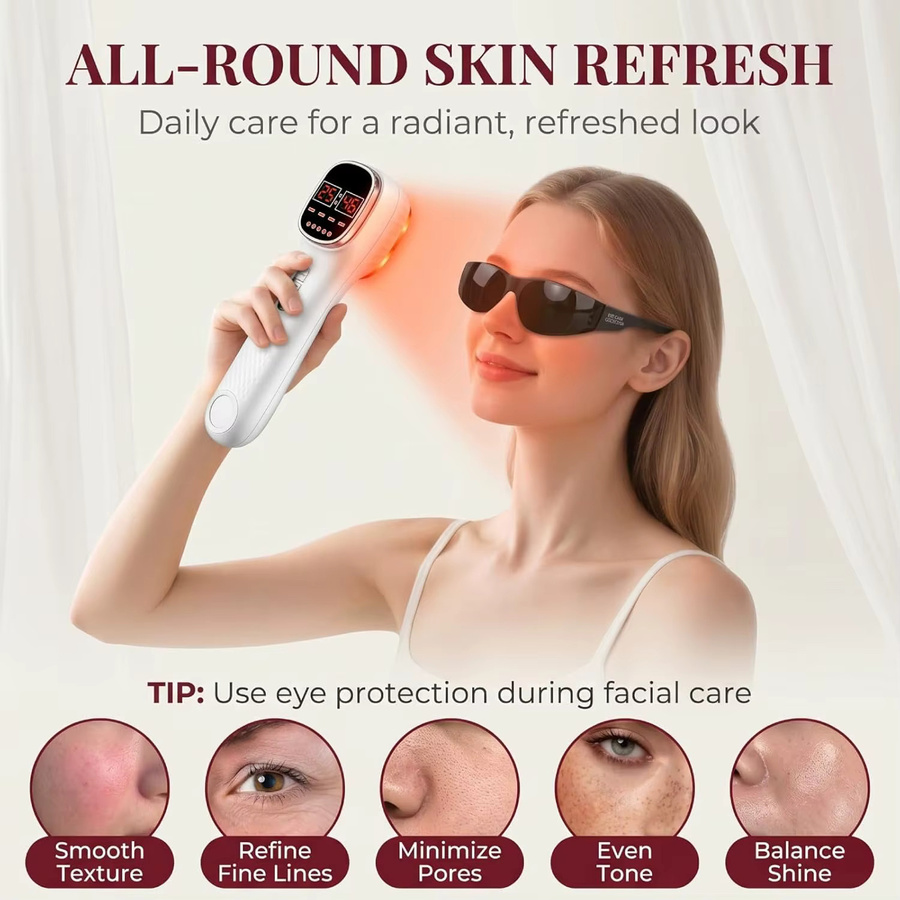 Jitesy Lasertherapiegerät für Gesicht & Körper, 9LED Rotlicht, Unisex - Bild 4