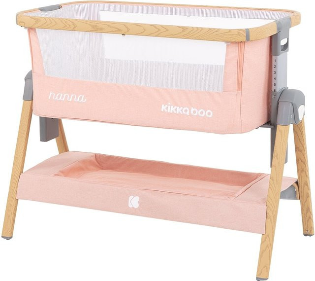 Kikkaboo Beistellbett Nanna mit Matratze, Moskitonetz und Korb in Pink - Bild 1