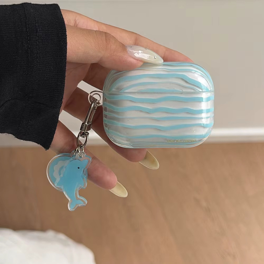 Schutzhülle für Apple AirPods 4, 2, 3 und Pro 2 in Blue Fish Star mit Schlüsselanhänger - Bild 6