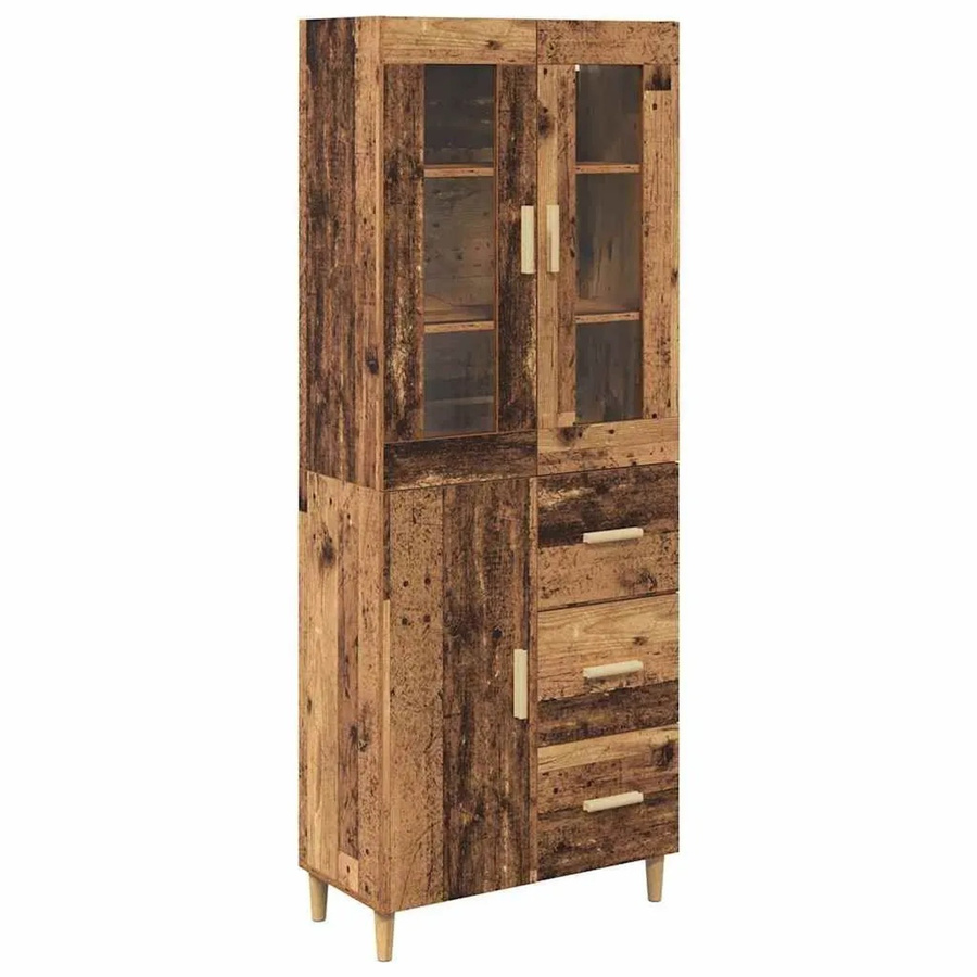 vidaXL Highboard Altholz Design in Braun mit Türen und Schubladen, B/T/H: 69,5 x 34 x 180 cm - Bild 2
