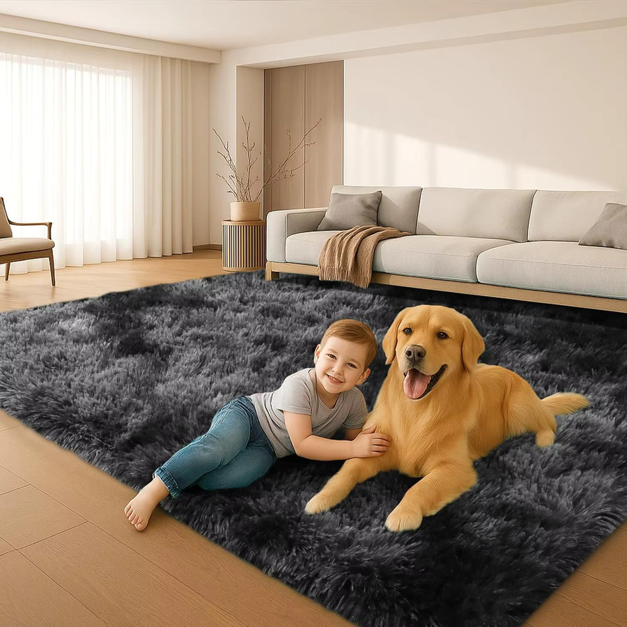 VIKAMA Moderner Shaggy-Teppich in Plain, Weicher und Flauschiger Rechteckteppich für Wohnzimmer, Schlafzimmer oder Eingangsbereich - Bild 3