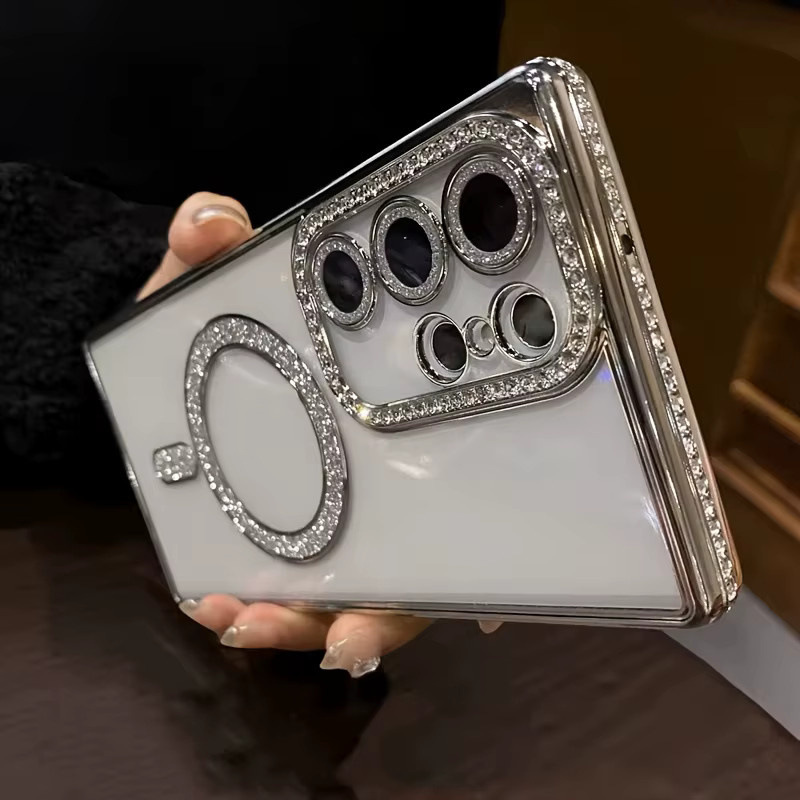 MagSafe Handyhülle mit Plating-Diamanten und Linsenschutz für Samsung Galaxy A57 A56 A55 A54 A37 A36 A35 A34 A26 A25 A17 A16 A15 5G in Pink - Bild 4