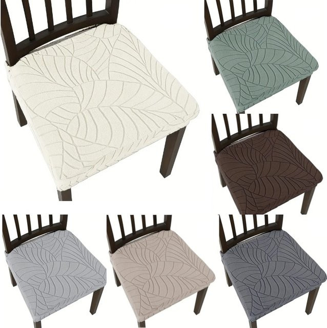 Yupartex Esszimmerstuhl-Abdeckung mit Blatt-Jacquard-Muster, elastischer Stretch-Schonbezug in Floral-Design - Bild 1