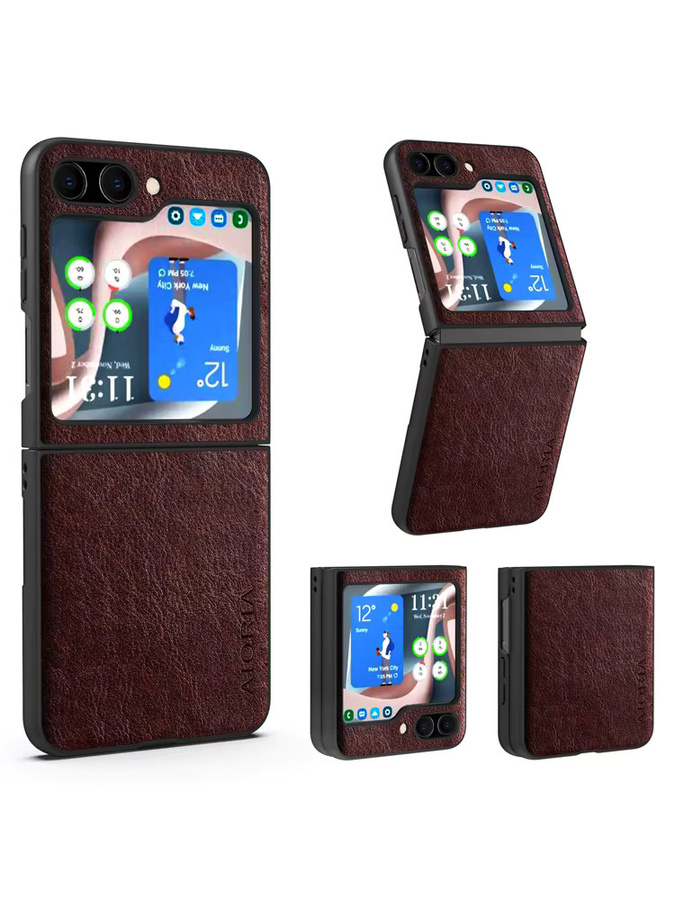 Luxus PU Leder Handyhülle für Samsung Galaxy Z Flip 5 4 3 in Schwarz mit Soft TPU und Hard PC Design - Bild 5