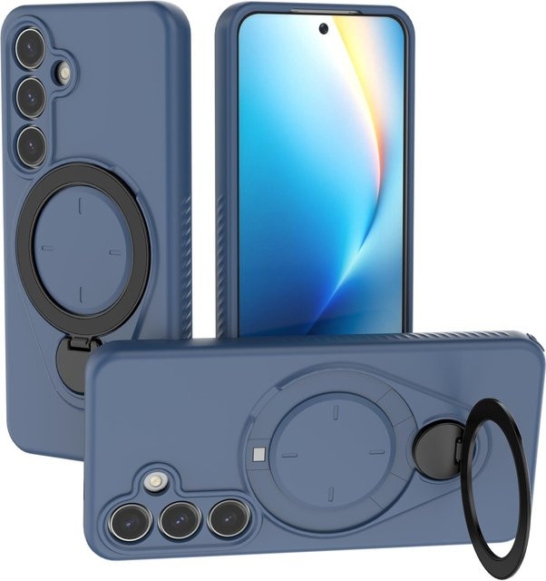 Magnetische Ringständer-Schutzhülle für Samsung Galaxy S26 S25 S24 S23 Ultra Plus mit 360 Grad drehbarem Standfuß und MagSafe Kompatibilität in Blau - Bild 1