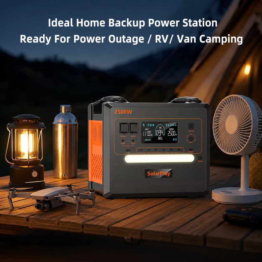 Tragbare Powerstation SolarPlay Q2402M in Schwarz mit 2500W, 2304Wh und LiFePO4 Akku für Camping, Wohnmobil und Notstromversorgung - Bild 5
