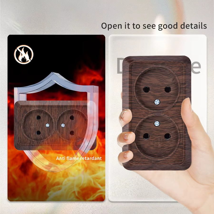 WESA Steckdose aus Kunststoff in Braun mit EU-Standard und flammhemmender Oberfläche für Holzwandoberflächen, 250 V - Bild 4