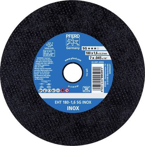 PFERD Trennscheibe EHT 180-1,6 SG INOX gerade für Edelstahl, Durchmesser: 180 mm, Breite: 1,6 mm, Bohrung: 22,23 mm, 25 Stück - Bild 1