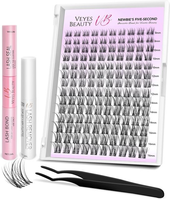 Veyesbeauty Aliva Wimpern-Cluster, 140 Stück, 8-18mm, schwarz - Bild 1