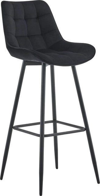DELUKE Barhocker SYDNEY mit Lehne aus Samt in Schwarz mit modernem Design, B/T/H: 47 x 52 x 120 cm - Bild 1
