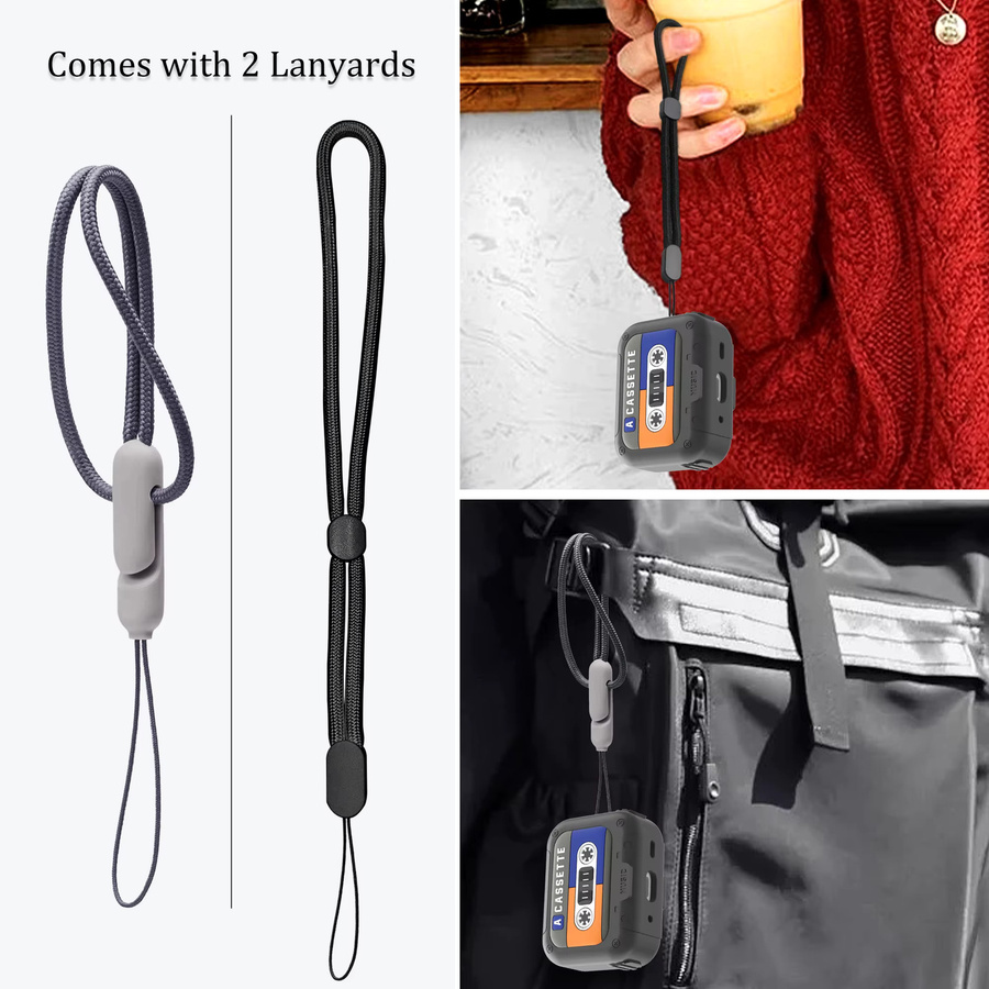 BEWZI Schutzhülle für AirPods Pro 2nd Gen mit 3D-Design und 2 Lanyards in Orange - Bild 3