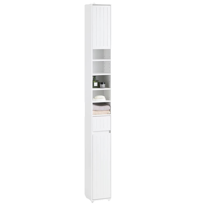 SoBuy Hochschrank BZR160-W Badschrank in Weiß mit 5 Fächern und 1 Schublade, Höhe: 180 cm, Breite: 40 cm, Tiefe: 20 cm - Bild 3