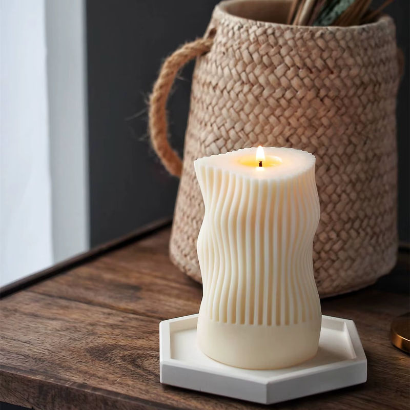SANZON Silikon Kerzenform für Bienenwachs in Wellenform und Streifen-Design, Weiß - Bild 2