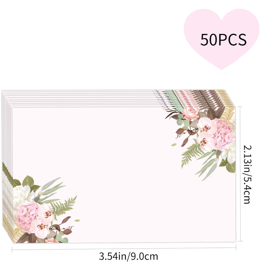 50 Stück leere Grußkarten mit floralem Aquarell-Design aus Papier, bunte Pastellfarben für Hochzeit, Geburtstag und Party - Bild 2