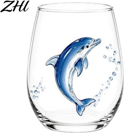 GETIFIT Stiellose Weingläser aus Borosilikat-Glas mit Meeresleben-Muster, Transparent, 420 ml - Bild 1