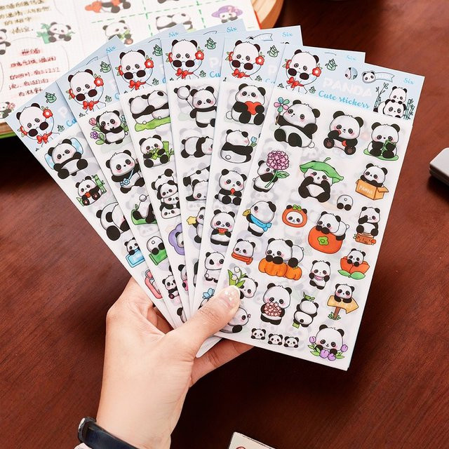 Niedliche Panda-Aufkleber in Multicolour für Journaling, Scrapbooking und DIY-Bastelprojekte - Bild 1