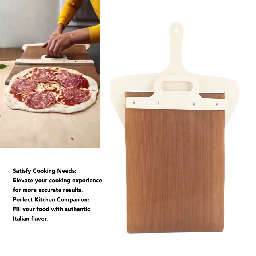 Qiilu Pizzaschieber aus Holz in Braun mit Griff, rechteckiger Pizzaspatel zum Backen - Bild 2