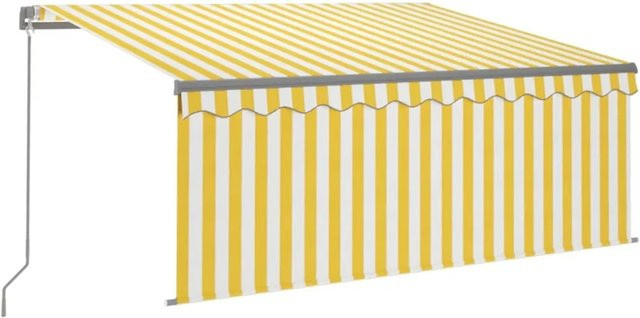 Furnicato Markise manuell einziehbar mit Rollo aus Polyestergewebe und Aluminium in Gelb und Weiß, B: 3 m, H: 25 m - Bild 1