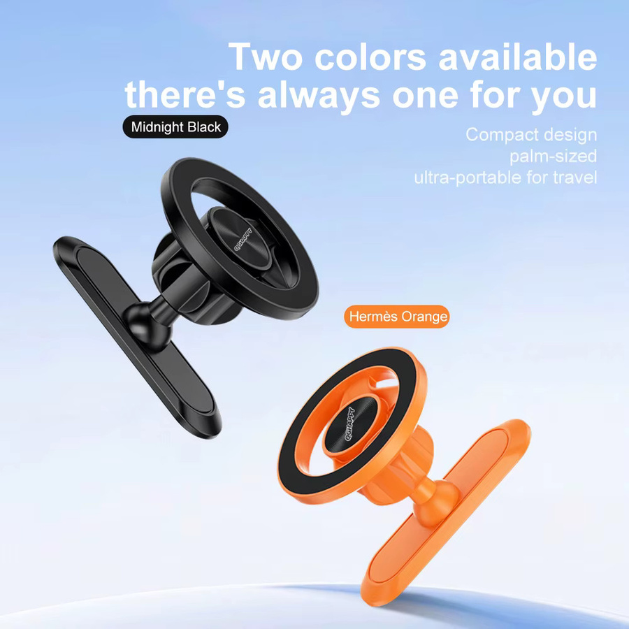 Magnetische Auto-Handyhalterung Universalständer mit 360 Grad Drehung und Metallplatte in Schwarz-Orange - Bild 3