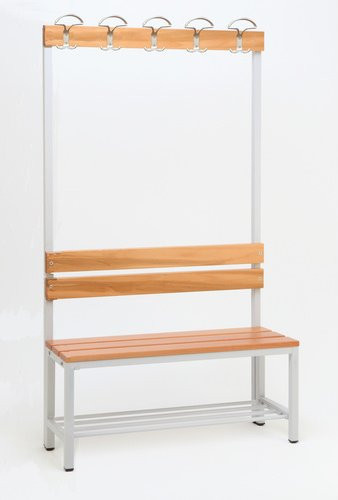 SZAGATO Umkleidebank mit Garderobe aus Stahl und Holz in Grau, B/H/T: 30 x 170 x 100 cm - Bild 1