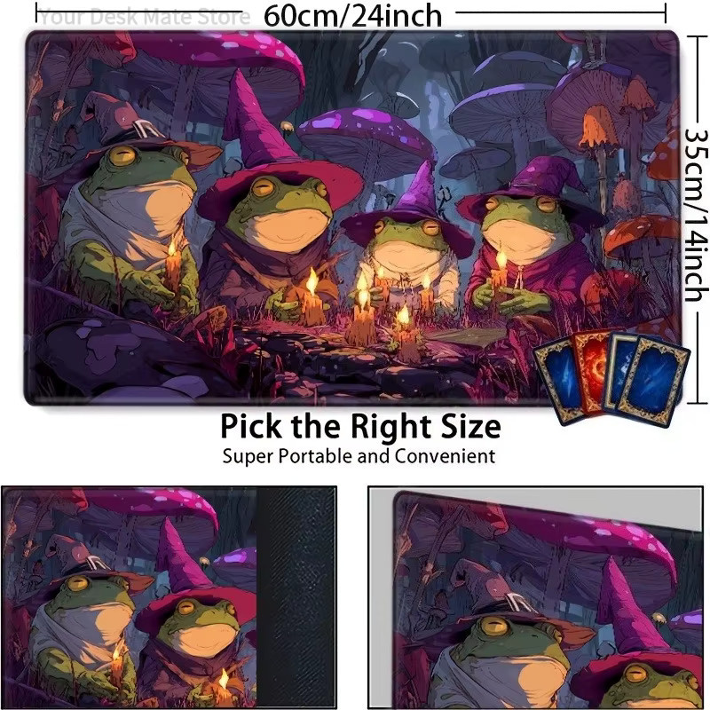 Magische Spielmatte mit Fantasy-Frosch-Muster aus langlebigem Gummi für MTG und TCG, B/T: 60 x 35 cm, Multicolour - Bild 3