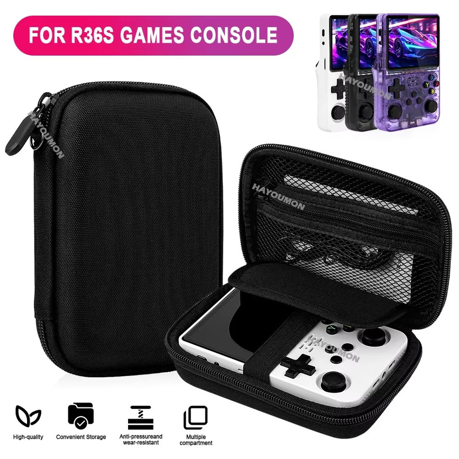 Hayoumon Aufbewahrungstasche für R36S R35S Spielkonsole aus EVA, harte und kratzfeste Schutzhülle in Schwarz - Bild 3