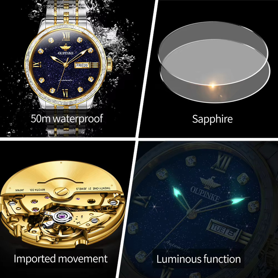 OUPINKE Armbanduhr, Automatik, Edelstahl, Diamant, Herren - Bild 5