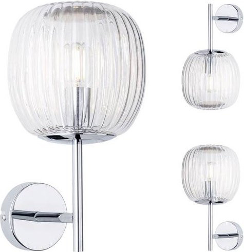 Paulmann Ruya 71140 Wandleuchte aus Glas und Chrom mit E14 Fassung, IP44 für Feuchträume - Bild 1