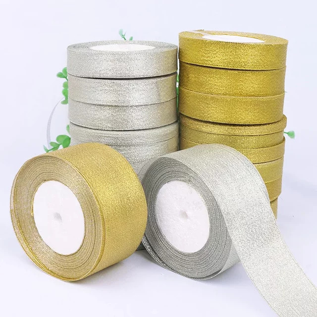 Merylover Organza Band Set in Gold und Silber für DIY Handwerk und Dekoration, Länge pro Rolle: 22,87 m, Breite: 0,6 cm bis 5 cm - Bild 1