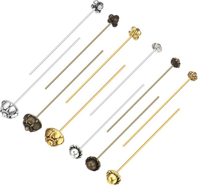 louleur Schmuckzubehör, Blume Kopf Ball Pins, Metall, 0,7x53mm, Unisex - Bild 1