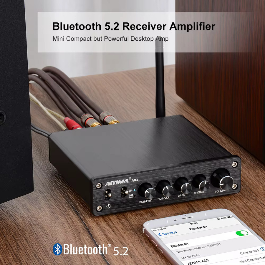 AIYIMA A03 Bluetooth 2.1 HiFi Digital Audio Verstärker mit TPA3116D2 Chip, Schwarz - Bild 4