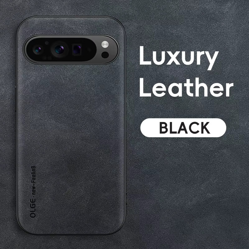 Luxuriöse Stoßfeste Handyhülle aus PU-Leder für Google Pixel 11 10 9 XL 8 Pro 7 Pro und weitere Modelle in Schwarz - Bild 1