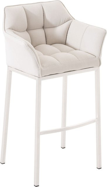 TPFLiving Barhocker Damaskus mit 4-Fuß Gestell in Weiß, Stoff, drehbar, modern - Bild 1