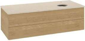 V&B Waschtischunterschrank Antao ohne Frontstruktur in Eiche Honig glänzend, B/T/H: 120 x 50 x 50 cm - Bild 1